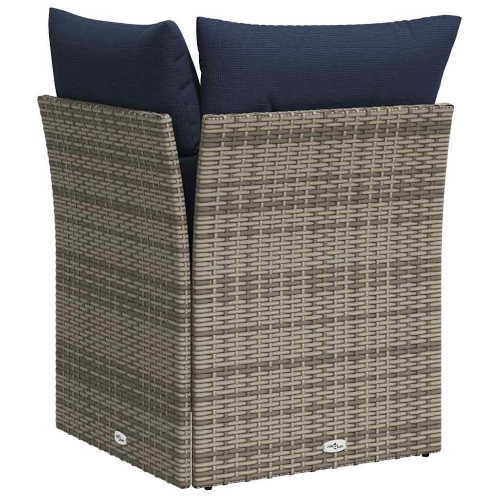 Garden Sofa 4 pcs Grey and navy 62 x 62 x 69 cm Poly rattan